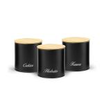 Sada 3 vzduchotesných dóz s bambusovými viečkami, čierna