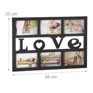 Fotorám Love na 6 fotiek RD1990, čierny, 48x33cm