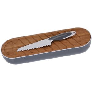 Chlebník na bagety Excellent Houseware 7741 s doskou na krájanie, sivý