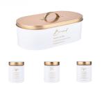 Sada chlebník + 3 dózy Altom Design, bielo zlatá