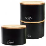 Sada 3 dóz s bambusovými viečkami Klausberg KB-7506, čierna