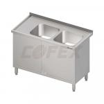 Umývací stôl krytovaný s dvojdrezom a s krídlovými dvierkami  1400x700x850mm