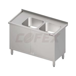 Umývací stôl krytovaný s dvojdrezom a s krídlovými dvierkami  1400x700x850mm