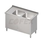 Umývací stôl krytovaný s dvojdrezom a s krídlovými dvierkami  1500x700x850mm