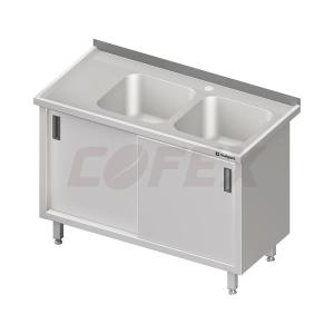 Umývací stôl krytovaný s dvojdrezom a s posuvnými dvierkami  1300x600x850mm