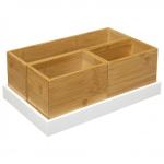 Sada 3 bambusových organizérov 5Five 680A, biely podstavec