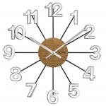 Drevené strieborno-čierne hodiny Vlaha design VCT1072, 42 cm