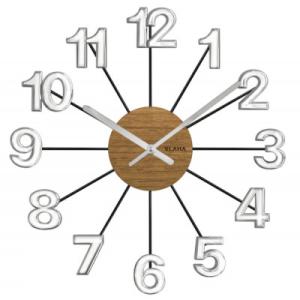 Drevené strieborno-čierne hodiny Vlaha design VCT1072, 42 cm