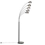 Dizajnové stojacie svietidlo čierne s dymovým sklom 5-svetlo - Sixties Marmo