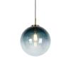 Art deco závesná lampa mosadz s oceánsky modrým sklom 33 cm - Pallon