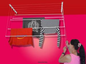 SKVELER Sušiak stropný na prádlo, 5 šnúr, 1,9m, kovový úchyt, SKVELER