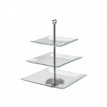 Kinekus Podnos na koláče sklo 20/25/29cm 3 poschodový, hranatý, etažérka