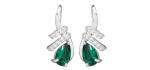 Silver Cat Módne náušnice so zirkónmi a smaragdovým sklom SC380