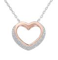 Silvego Strieborný bicolor náhrdelník Srdce sa zirkónmi LPS0243R