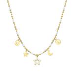 S`Agapõ Pozlátený oceľový náhrdelník s príveskami Vibes SVB04