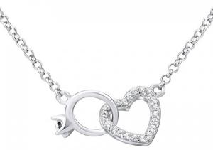 Silvego Strieborný náhrdelník srdce prepojené s prstienkom MWN01149