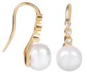 JwL Luxury Pearls Pozlátené strieborné visiace náušnice s pravou perlou JL0411