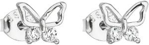 Evolution Group Strieborné náušnice biely motýľ 11036.1