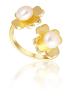 JwL Luxury Pearls Pozlátený prsteň s pravými perlami Štvorlístok JL0693