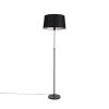 Stojacia lampa čierna s čiernym ľanovým tienidlom nastaviteľným 45cm - Parte