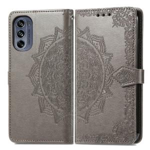 Peňaženkové puzdro Embossing Pattern Mandala Flower sivé – Motorola Moto G42