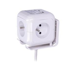 PP145USB - Predlžovací kábel kocka 4x230V/2xUSB 5V 2m