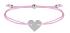 Troli Šnúrkový náramok so srdcom ružová / oceľová