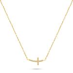 Brilio Silver Pozlátený náhrdelník Krížik so zirkónmi NCL57Y