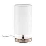 Biela textilná stolná lampa Clarie