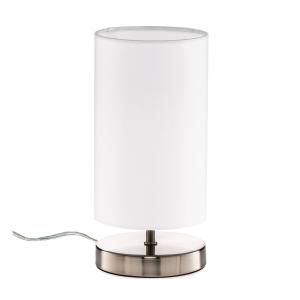 Biela textilná stolná lampa Clarie
