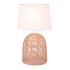 Stolná lampa Marion z ratanu a textilu, Ø 30 cm