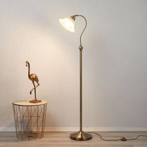 Stojacia lampa Bjane, starožitná mosadz