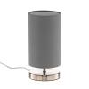 Stolná lampa Claire so sivým látkovým tienidlom