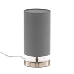 Stolná lampa Claire so sivým látkovým tienidlom