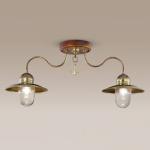 Dreveno-mosadzné stropné svietidlo Faro