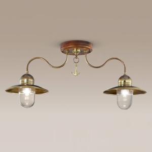 Dreveno-mosadzné stropné svietidlo Faro