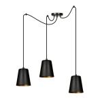 Závesná lampa Link v čiernej, troj-plameňová