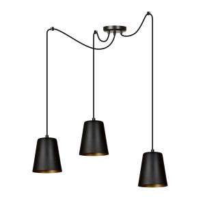 Závesná lampa Link v čiernej, troj-plameňová