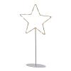 Stojaca kovová LED hviezda striebro s podstavcom