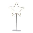 Stojaca kovová LED hviezda striebro s podstavcom