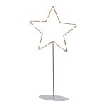 Stojaca kovová LED hviezda striebro s podstavcom