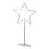 Stojaca kovová LED hviezda striebro s podstavcom