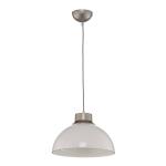 Závesná lampa Mara striebro tienidlo opálová biela