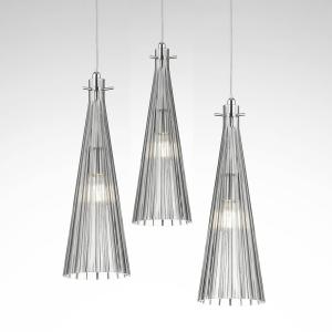 Závesná lampa Costa Rica, 3-plameňová, priehľadná