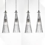 Závesná lampa Costa Rica, 4-plameňová, priehľadná