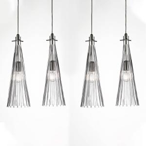 Závesná lampa Costa Rica, 4-plameňová, priehľadná