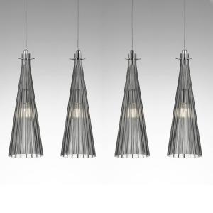 Závesná lampa Costa Rica, 4-plameňová, sivá