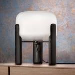 Stolná lampa Sata tienidlo biele podstavec čierny