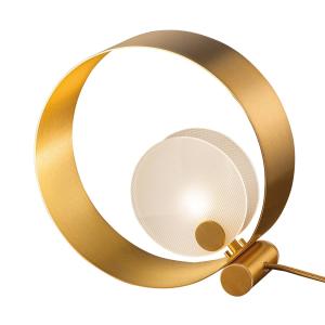 Stolná lampa Sound TL1, okrúhla, zlatý rám, G9