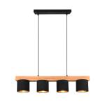 Závesná lampa Cameron, 4-plameňová, čierna